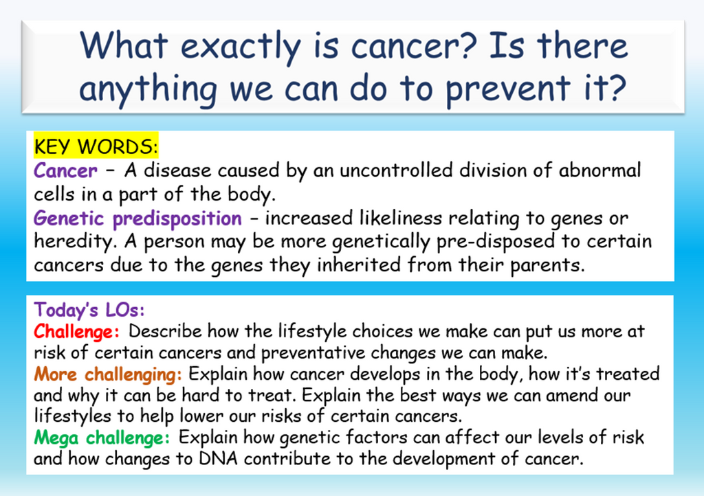 Cancer Awareness PSHE lesson – EC Publishing