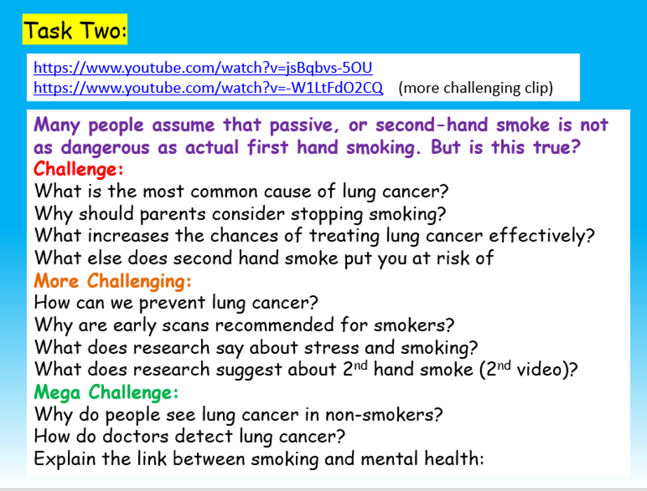 Smoking and second-hand smoke PSHE – EC Publishing