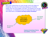 Healthy and Unhealthy Relationships PSHE lesson