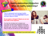Healthy and Unhealthy Relationships PSHE lesson