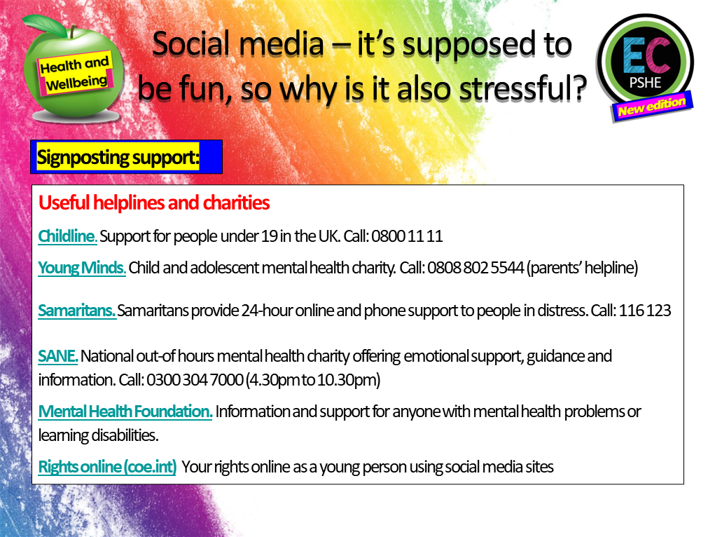 Social Media and On-line Stress PSHE Lesson – EC Publishing