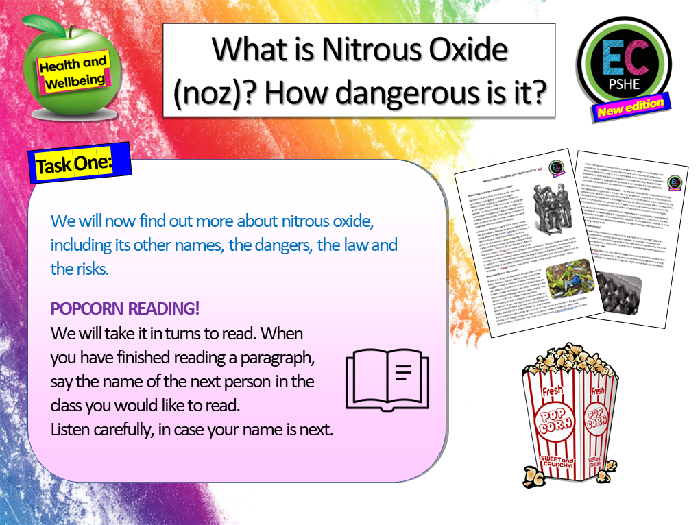 Nitrous Oxide, Noz, Laughing Gas PSHE Drugs lesson EC Publishing