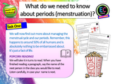Periods, the menstrual cycle and hygiene products PSHE Lesson