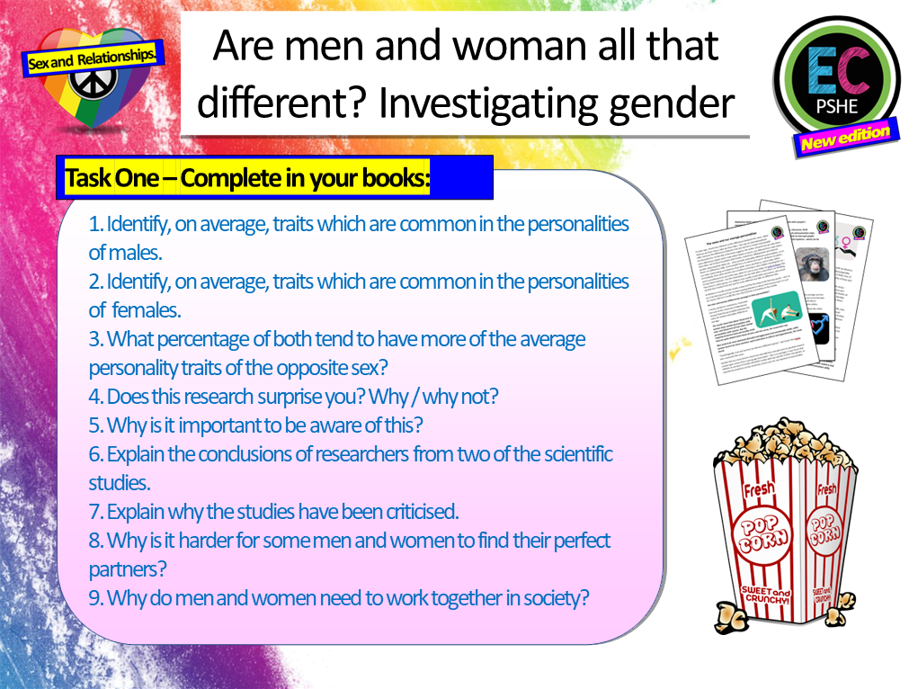 Gender Lessons Gender Equality and the Gender Debate PSHE Lesson – EC Publishing