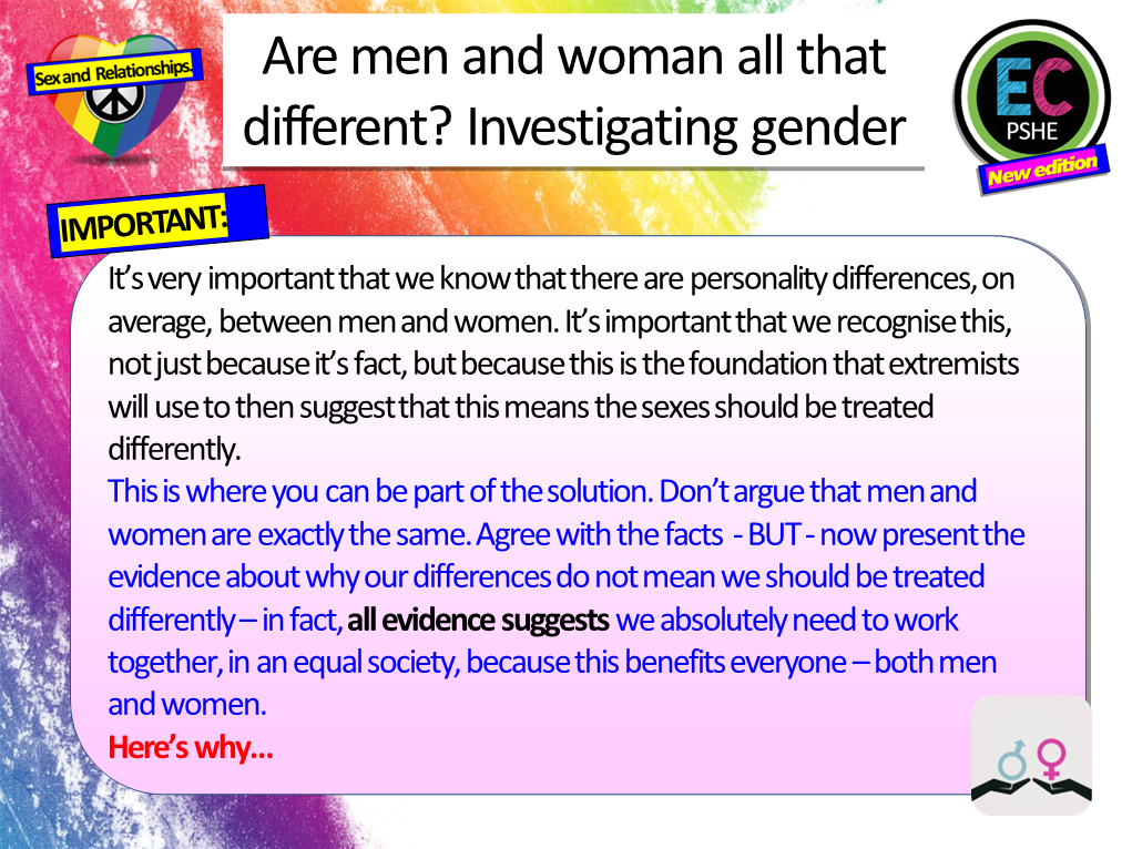Gender Lessons Gender Equality and the Gender Debate PSHE Lesson – EC Publishing