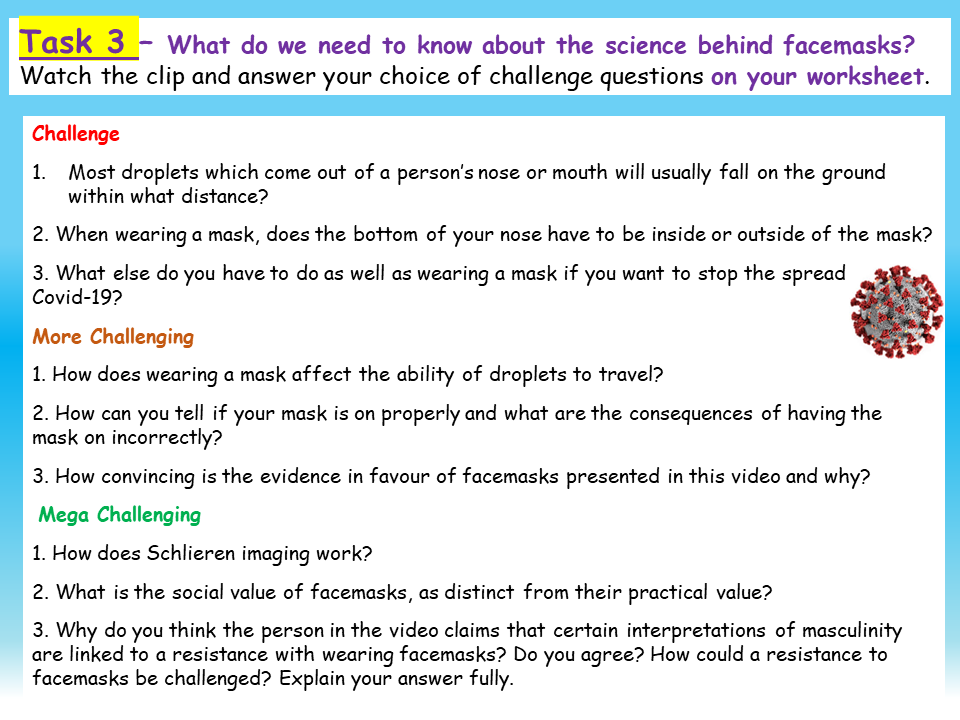 Recovery Mask Activity.pdf Facemasks lesson Covid 19 Recovery Curriculum - face masks – EC Publishing