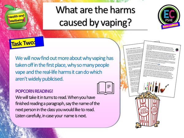 Vaping Lesson Vaping dangers PSHE Lesson – EC Publishing