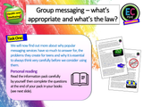 Group Chats, Group Messaging, Online Issues and Legality PSHE Lesson