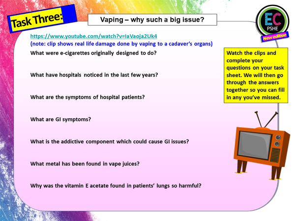 Vaping Lesson Vaping dangers PSHE Lesson – EC Publishing
