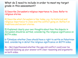 Israel and Palestine - Judaism and Islam RE