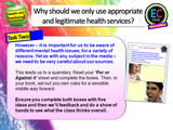 Accessing appropriate health services PSHE lesson