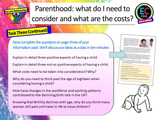 Parenting Costs and Considerations PSHE Lesson