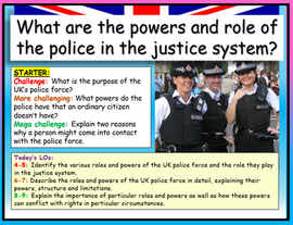 AQA GCSE Citizenship Police Powers Roles and place in the Justice System