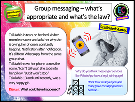Group Chats, Group Messaging, Online Issues and Legality PSHE Lesson