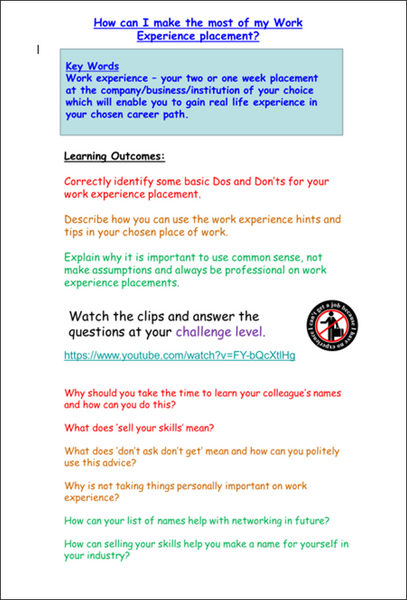 Careers - Work Experience Lesson – EC Publishing