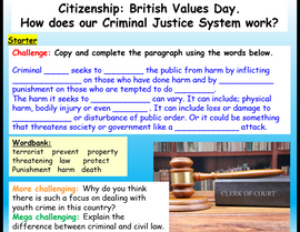 Criminal Justice System Citizenship lesson
