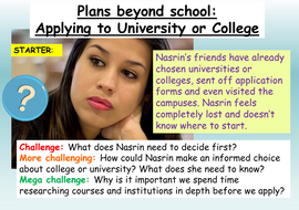 Applying to college or university PSHE lesson