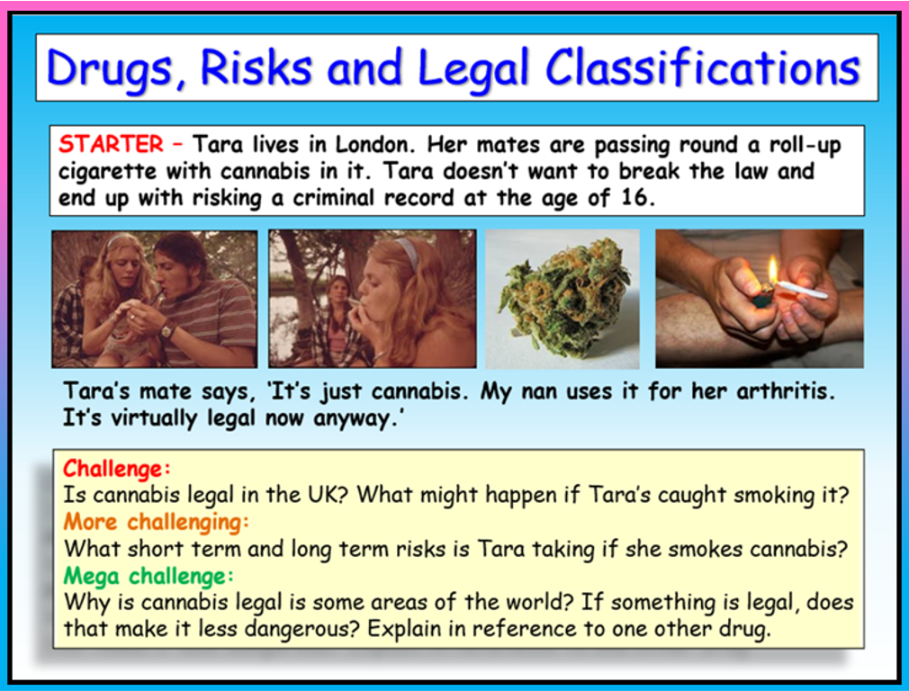 Drugs, law, risk and legal classifications PSHE