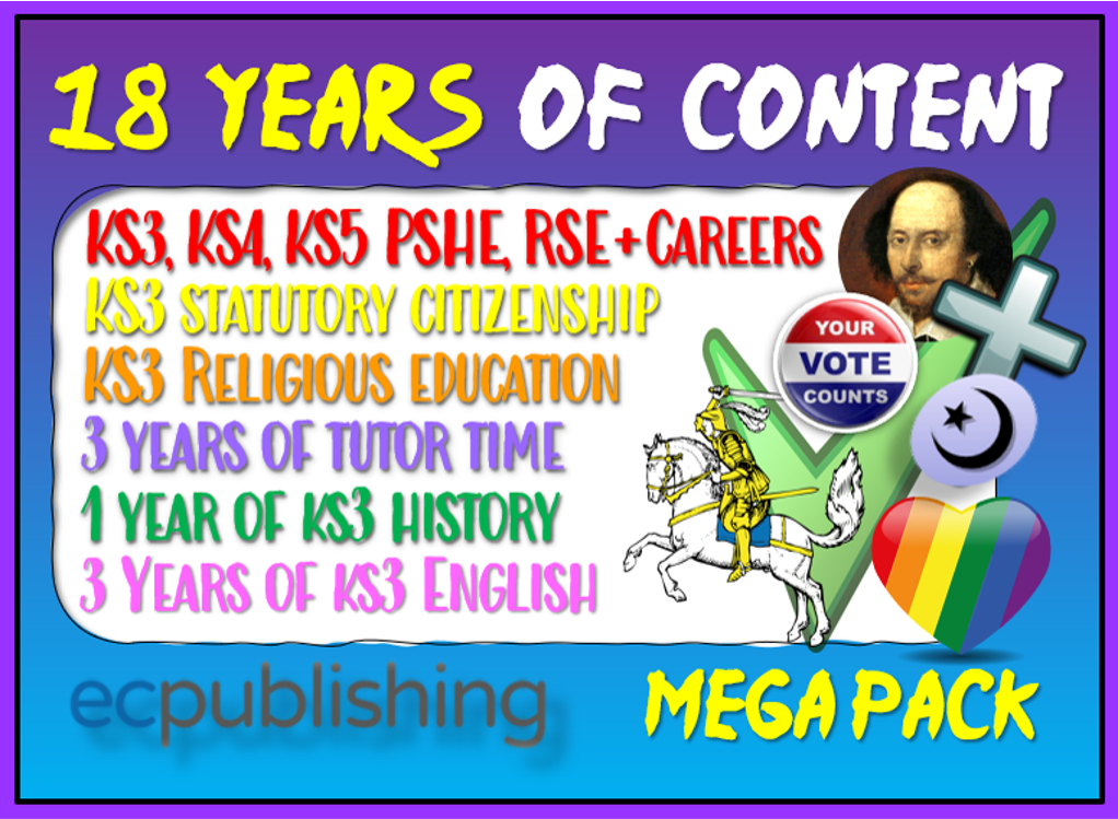 MEGAPACK - PSHE, ENGLISH, RSE, Careers, Tutor Time, Citizenship, RE + History