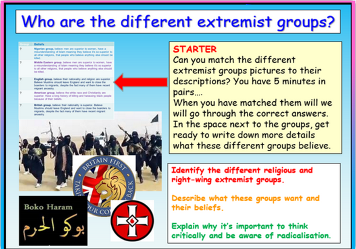Extremism - Radical Groups PSHCE + British Values