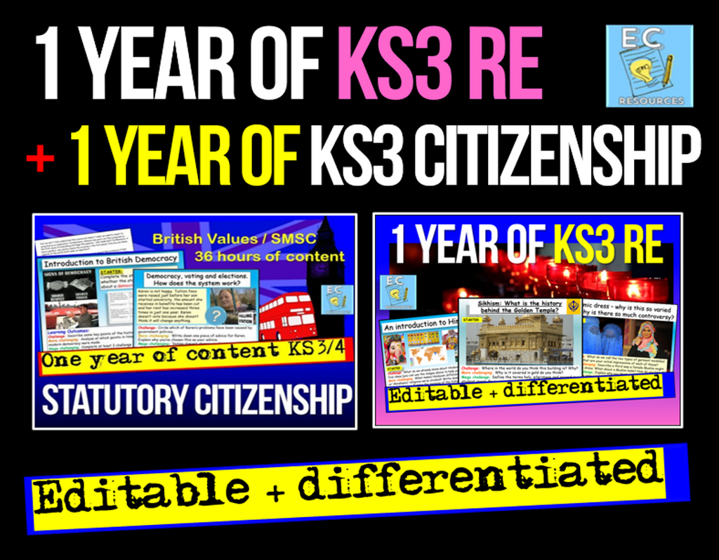2 Years of KS3 Citizenship + RE