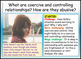 Coercive and Controlling Relationships RSE / PSHE Lesson