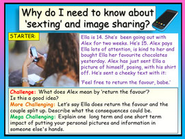 Sexting and Image Sharing PSHE